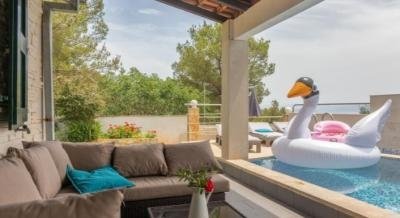 House with pool (sea water), private accommodation in city Brač Milna, Croatia