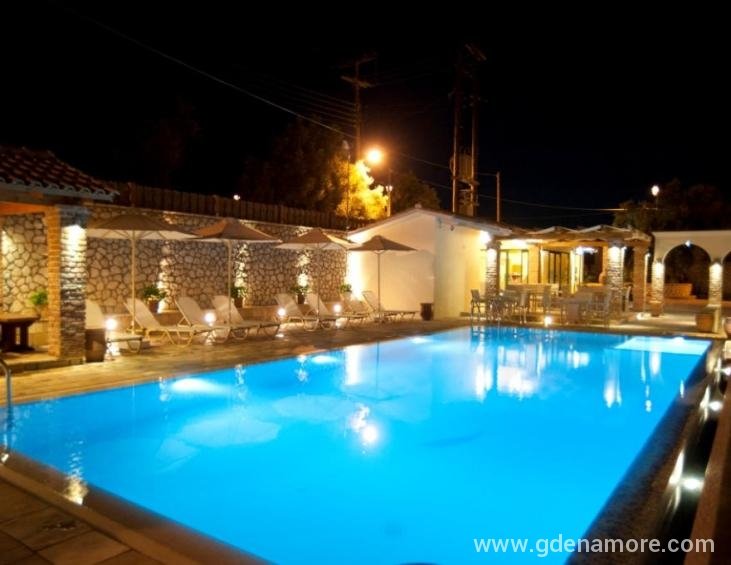 The pool area at night